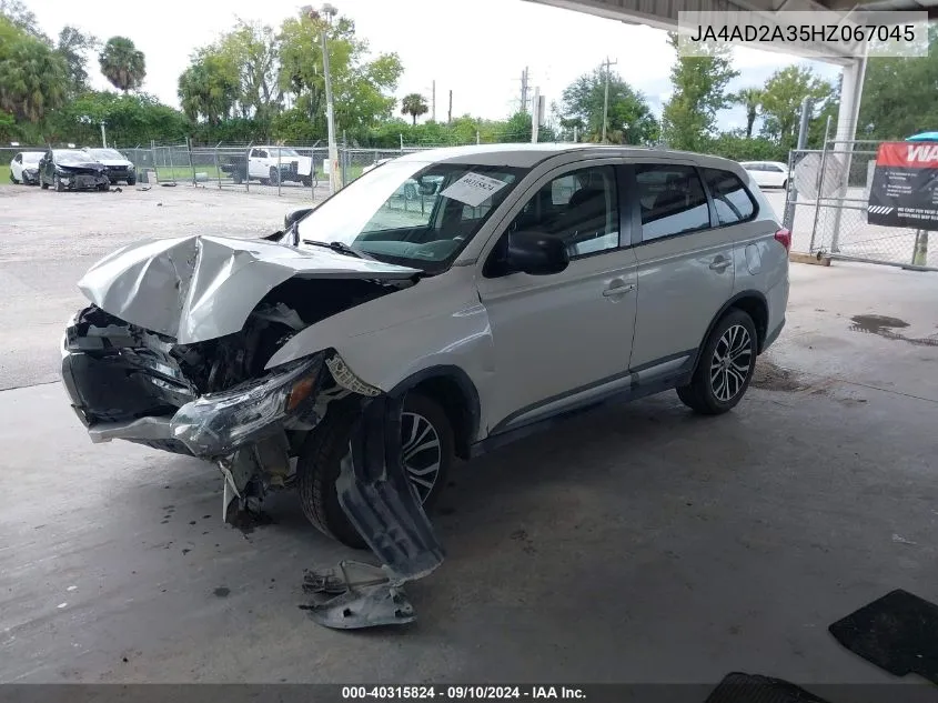 2017 Mitsubishi Outlander Es VIN: JA4AD2A35HZ067045 Lot: 40315824