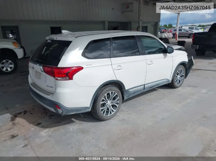 2017 Mitsubishi Outlander Es VIN: JA4AD2A35HZ067045 Lot: 40315824