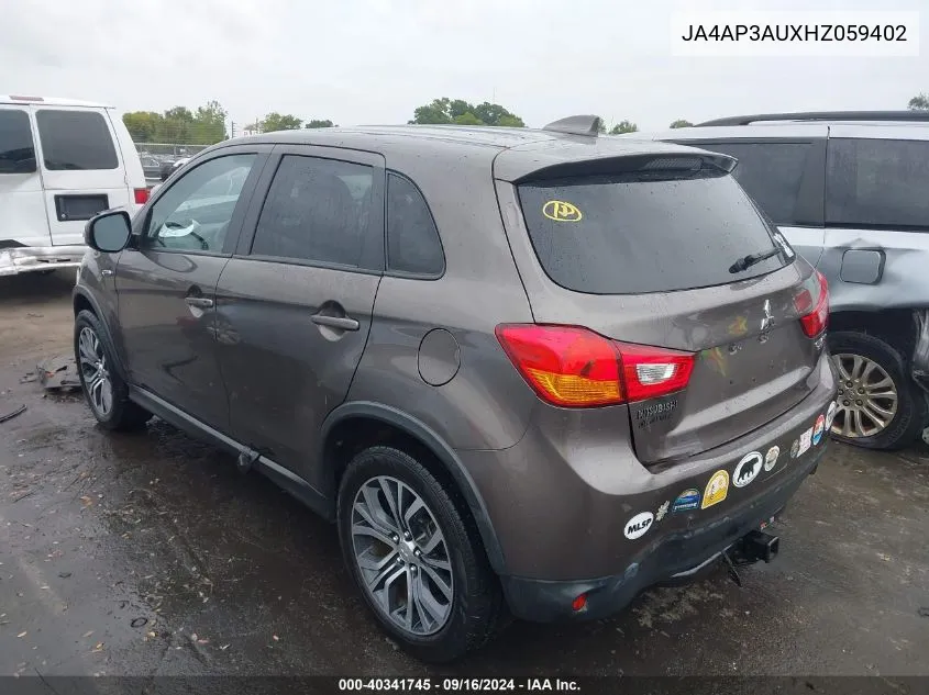 2017 Mitsubishi Outlander Sport Es/Se VIN: JA4AP3AUXHZ059402 Lot: 40341745