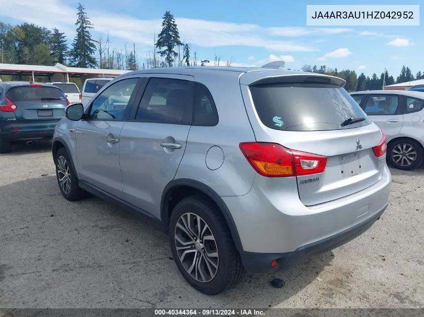 2017 Mitsubishi Outlander Sport 2.0 Es VIN: JA4AR3AU1HZ042952 Lot: 40344364