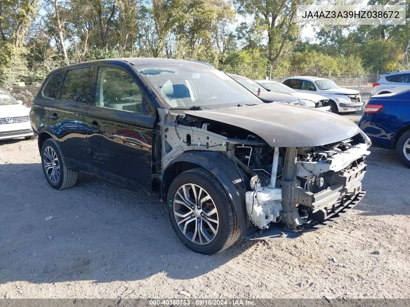 2017 Mitsubishi Outlander Se/Sel VIN: JA4AZ3A39HZ038672 Lot: 40360753