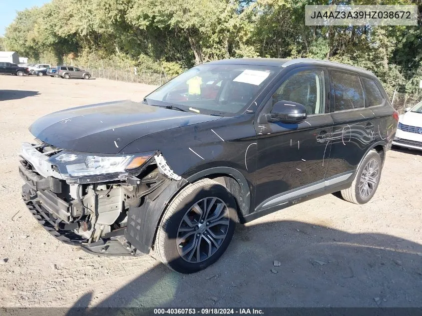 2017 Mitsubishi Outlander Se/Sel VIN: JA4AZ3A39HZ038672 Lot: 40360753