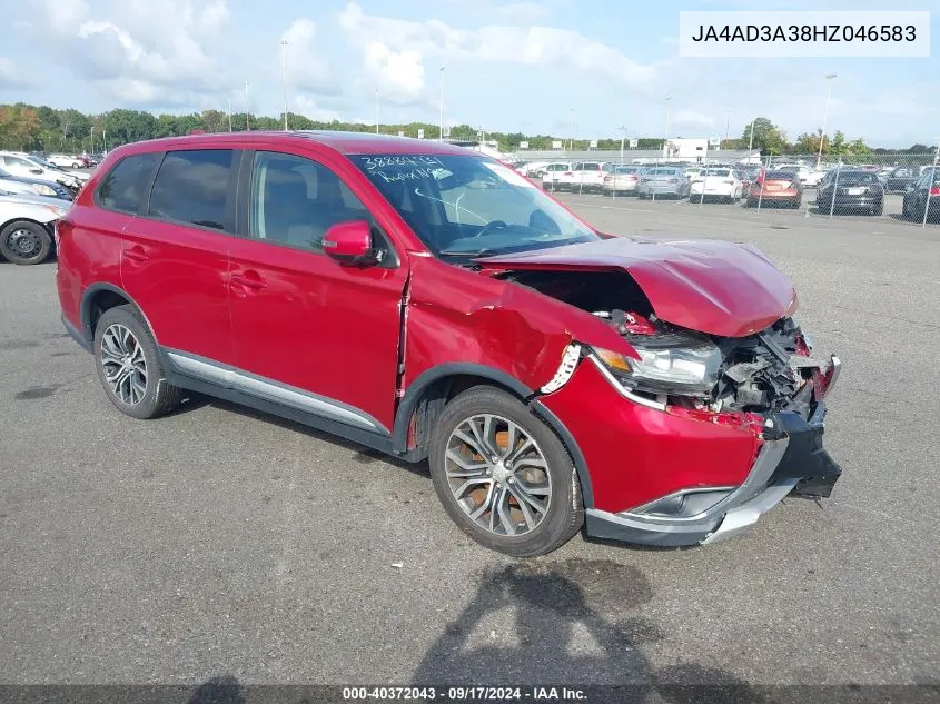 2017 Mitsubishi Outlander Se/Sel VIN: JA4AD3A38HZ046583 Lot: 40372043