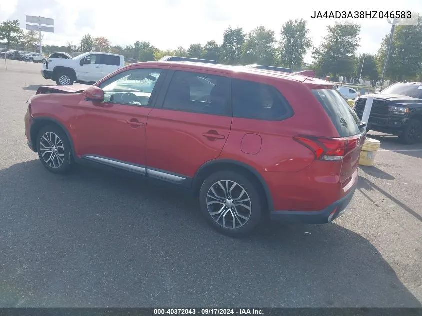 JA4AD3A38HZ046583 2017 Mitsubishi Outlander Se/Sel