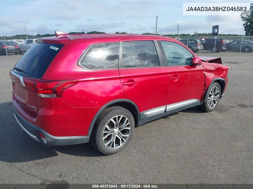 2017 Mitsubishi Outlander Se/Sel VIN: JA4AD3A38HZ046583 Lot: 40372043