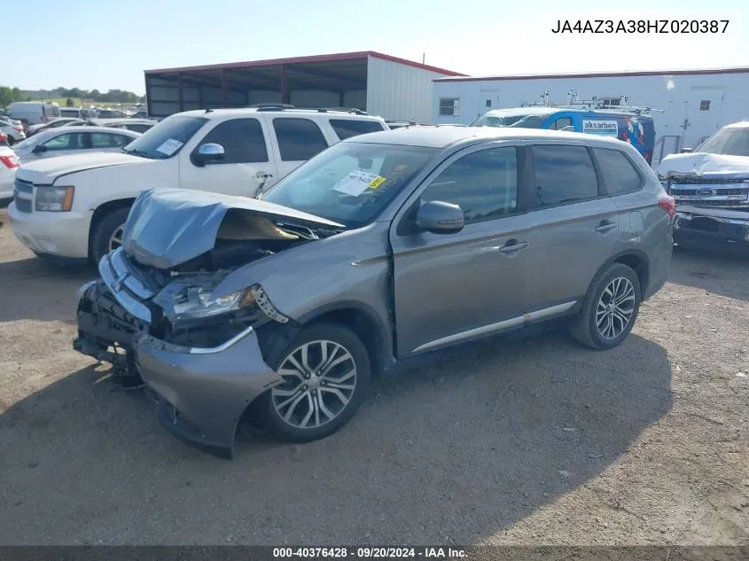 2017 Mitsubishi Outlander Se VIN: JA4AZ3A38HZ020387 Lot: 40376428