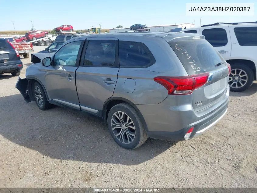 2017 Mitsubishi Outlander Se VIN: JA4AZ3A38HZ020387 Lot: 40376428