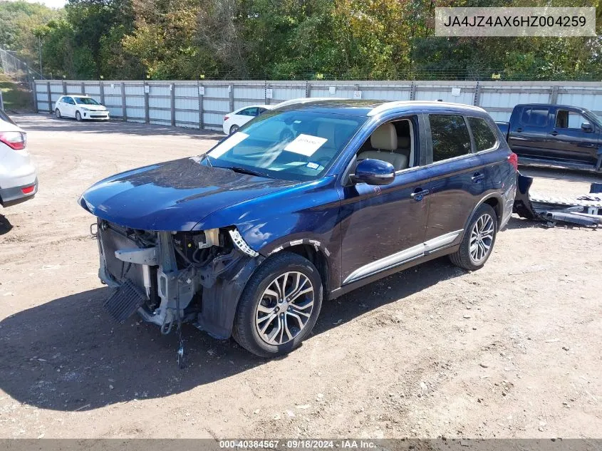 2017 Mitsubishi Outlander Gt VIN: JA4JZ4AX6HZ004259 Lot: 40384567