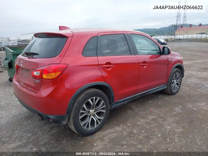 2017 Mitsubishi Outlander Sport 2.0 Es VIN: JA4AP3AU4HZ066622 Lot: 40387313