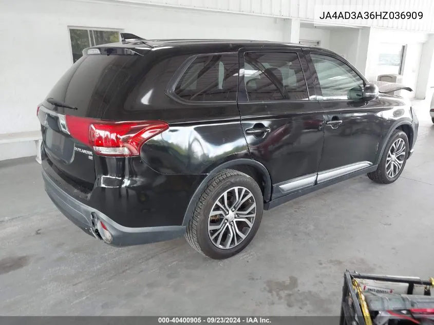 2017 Mitsubishi Outlander Se/Sel VIN: JA4AD3A36HZ036909 Lot: 40400905