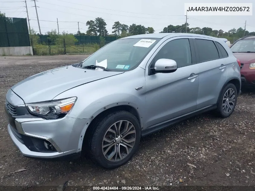 JA4AR3AW4HZ020672 2017 Mitsubishi Outlander Sport 2.4 Se