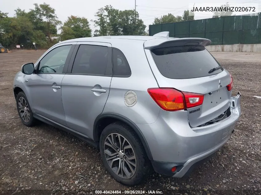 JA4AR3AW4HZ020672 2017 Mitsubishi Outlander Sport 2.4 Se