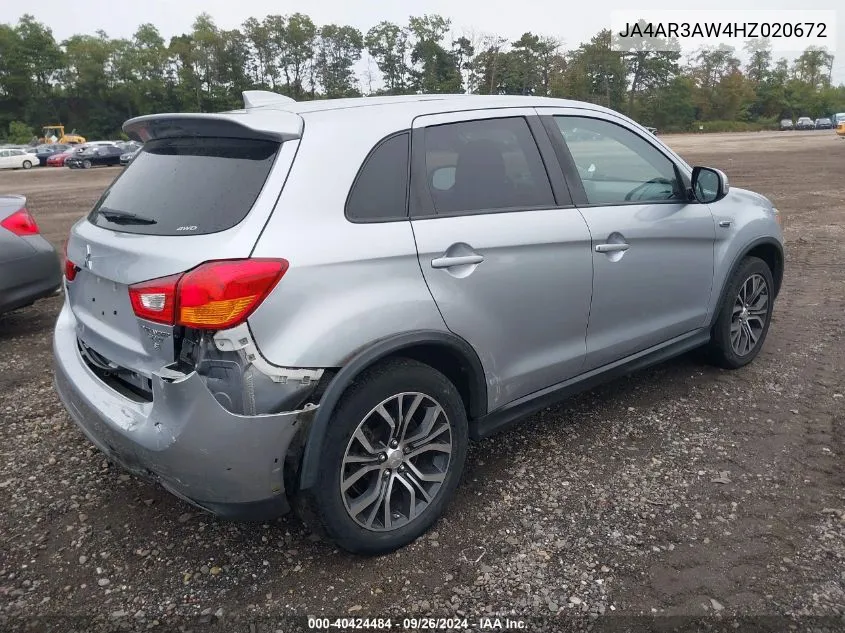 JA4AR3AW4HZ020672 2017 Mitsubishi Outlander Sport 2.4 Se