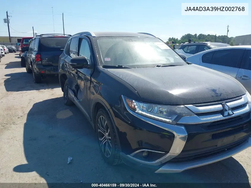 2017 Mitsubishi Outlander Se/Sel VIN: JA4AD3A39HZ002768 Lot: 40466159