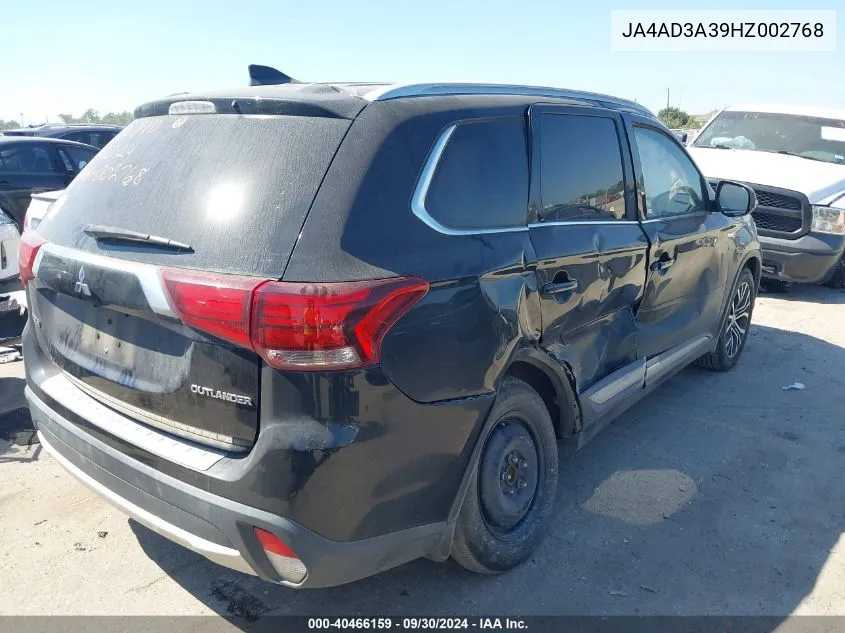 2017 Mitsubishi Outlander Se/Sel VIN: JA4AD3A39HZ002768 Lot: 40466159