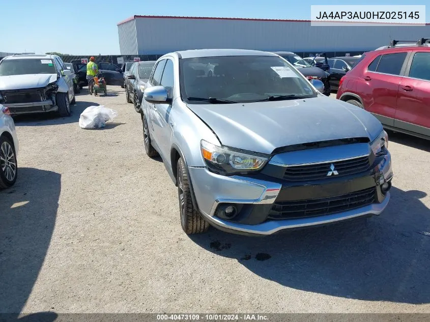 2017 Mitsubishi Outlander Sport Es/Se VIN: JA4AP3AU0HZ025145 Lot: 40473109