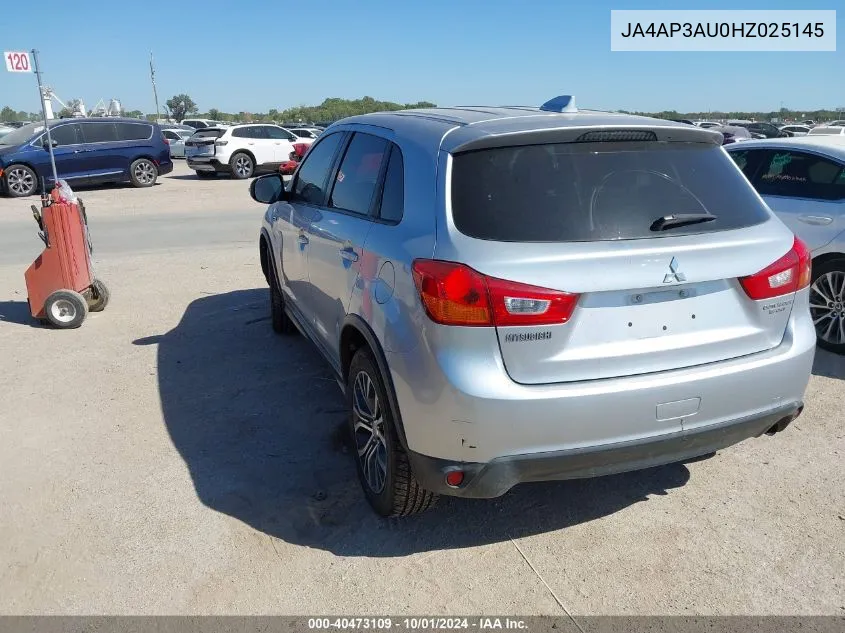 2017 Mitsubishi Outlander Sport Es/Se VIN: JA4AP3AU0HZ025145 Lot: 40473109