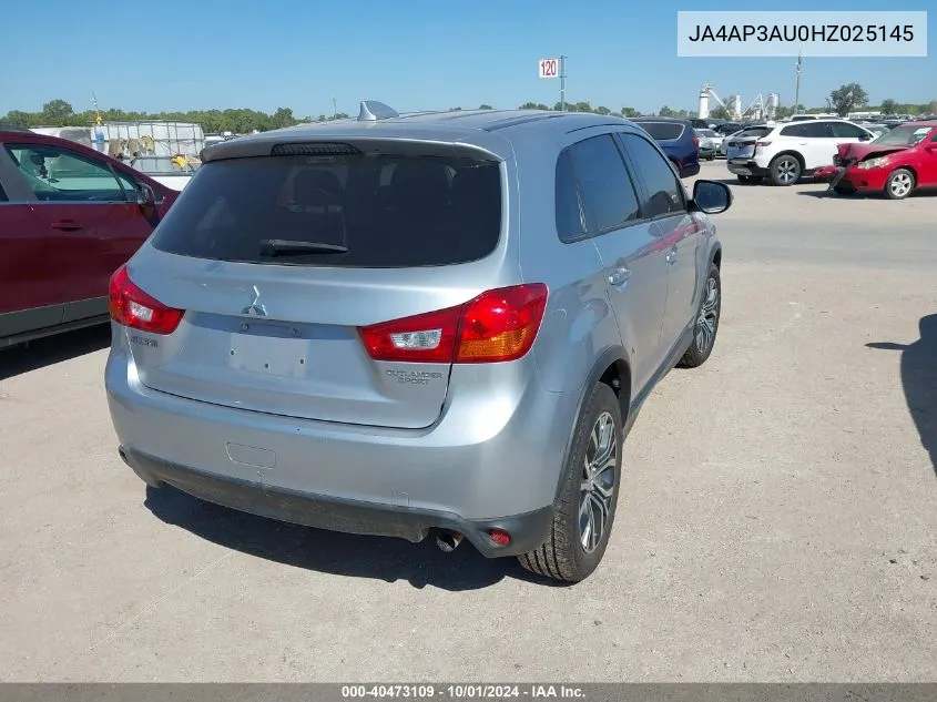 2017 Mitsubishi Outlander Sport Es/Se VIN: JA4AP3AU0HZ025145 Lot: 40473109