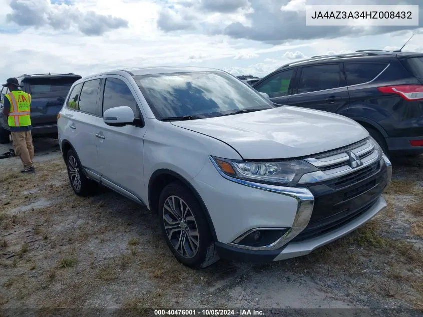 2017 Mitsubishi Outlander Se/Sel VIN: JA4AZ3A34HZ008432 Lot: 40476001