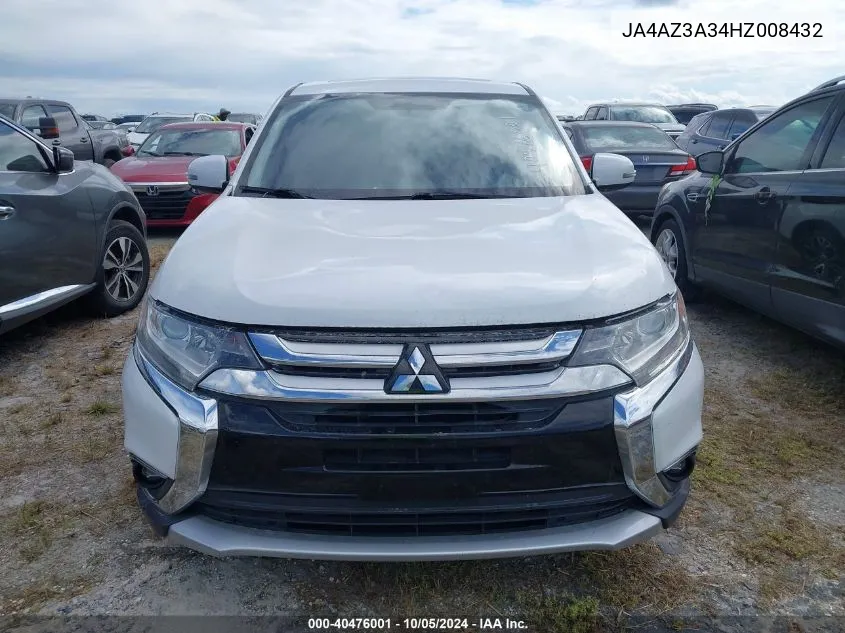 2017 Mitsubishi Outlander Se/Sel VIN: JA4AZ3A34HZ008432 Lot: 40476001