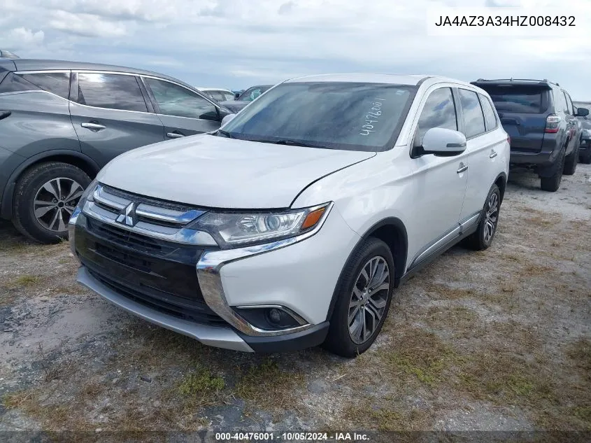 2017 Mitsubishi Outlander Se/Sel VIN: JA4AZ3A34HZ008432 Lot: 40476001