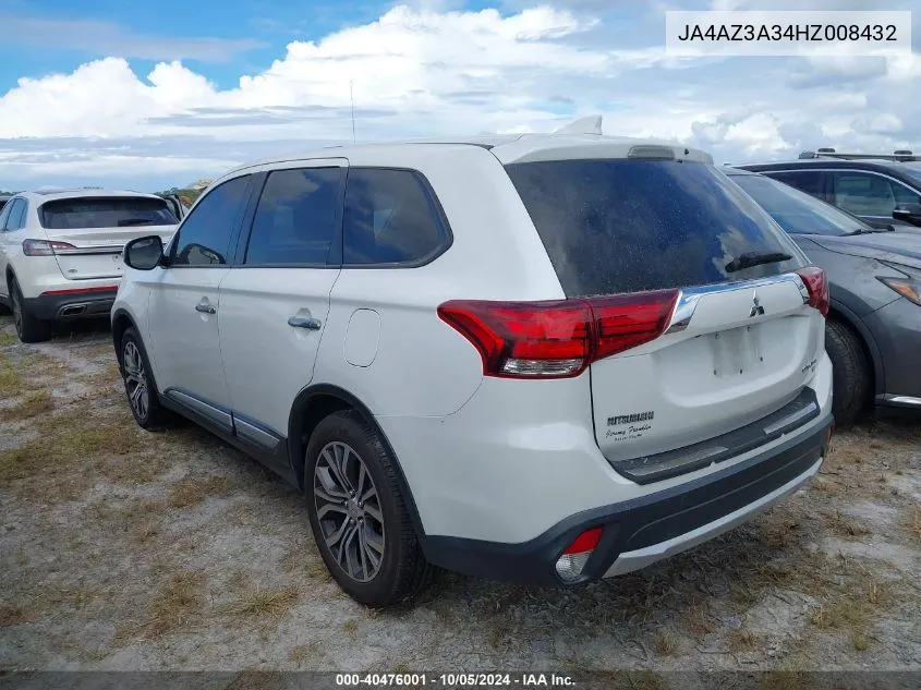 2017 Mitsubishi Outlander Se/Sel VIN: JA4AZ3A34HZ008432 Lot: 40476001