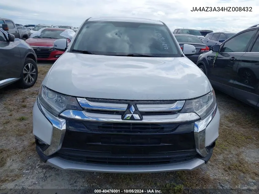 2017 Mitsubishi Outlander Se/Sel VIN: JA4AZ3A34HZ008432 Lot: 40476001