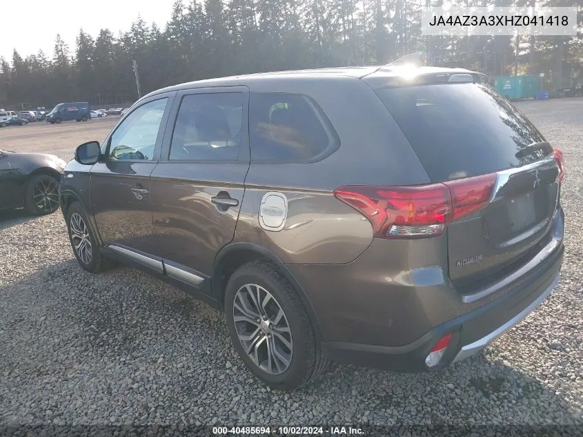 2017 Mitsubishi Outlander Se VIN: JA4AZ3A3XHZ041418 Lot: 40485694