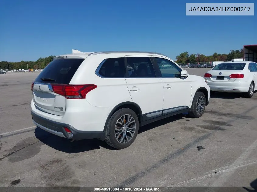 2017 Mitsubishi Outlander Se/Sel VIN: JA4AD3A34HZ000247 Lot: 40513804