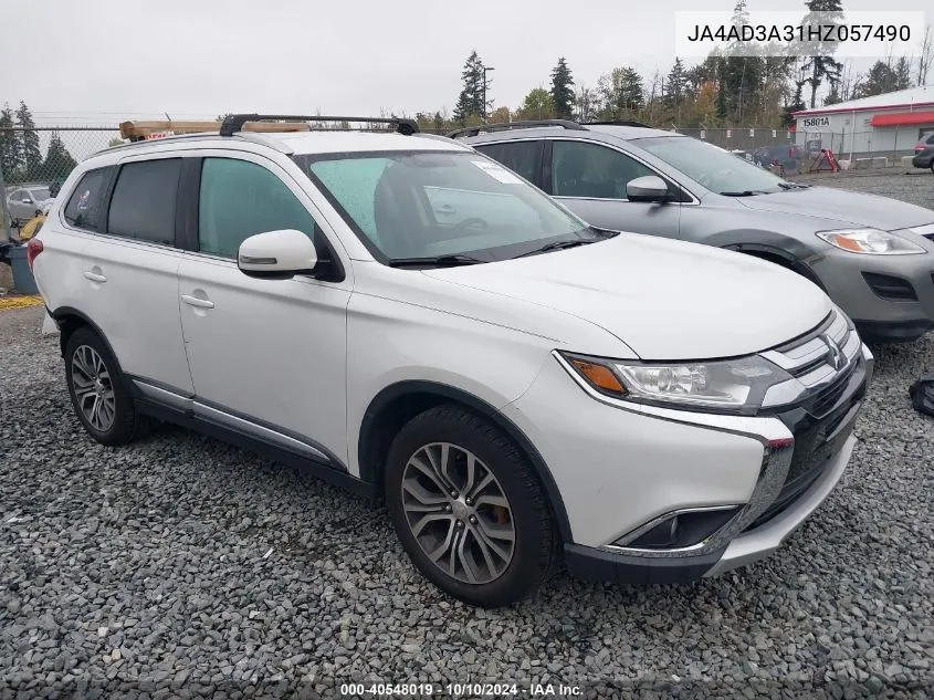 2017 Mitsubishi Outlander Sel VIN: JA4AD3A31HZ057490 Lot: 40548019