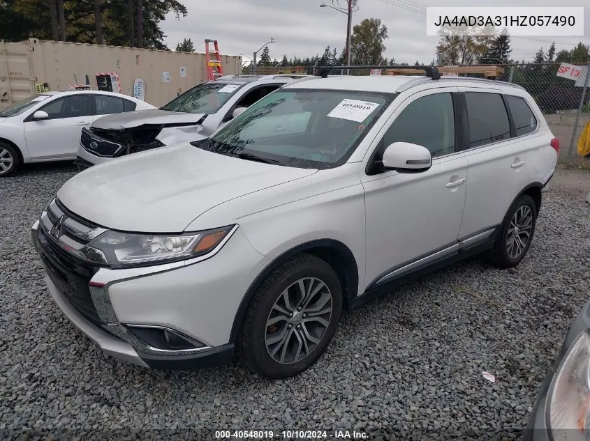 2017 Mitsubishi Outlander Sel VIN: JA4AD3A31HZ057490 Lot: 40548019