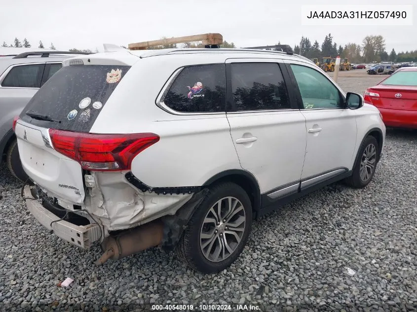 2017 Mitsubishi Outlander Sel VIN: JA4AD3A31HZ057490 Lot: 40548019