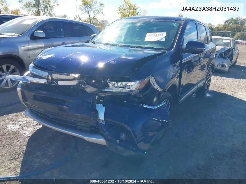 2017 Mitsubishi Outlander Se VIN: JA4AZ3A38HZ031437 Lot: 40561232