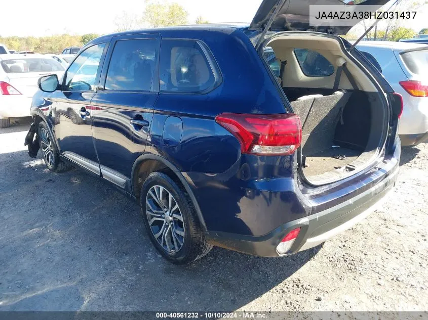 2017 Mitsubishi Outlander Se VIN: JA4AZ3A38HZ031437 Lot: 40561232