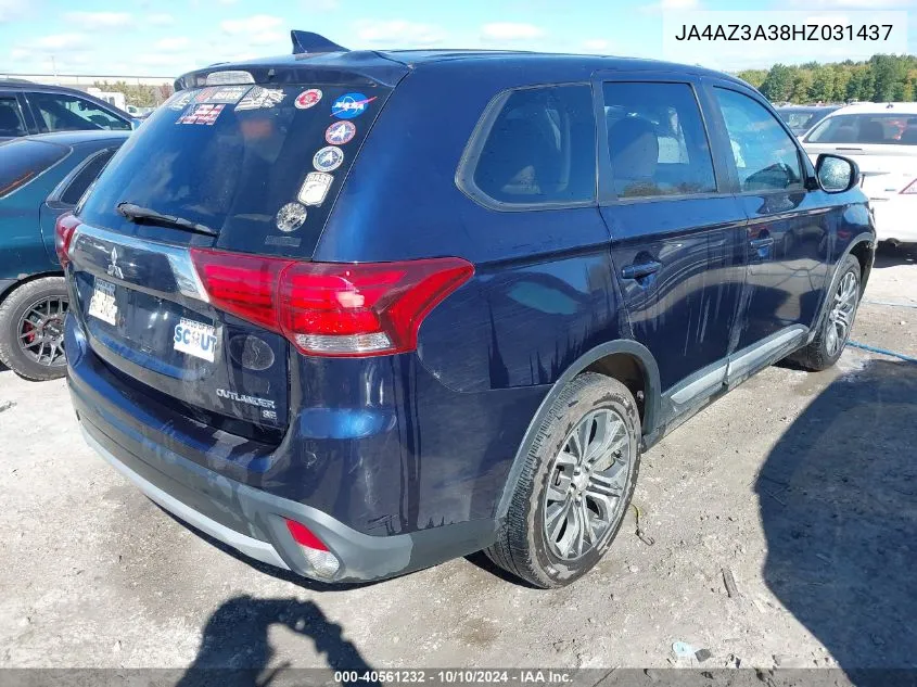 2017 Mitsubishi Outlander Se VIN: JA4AZ3A38HZ031437 Lot: 40561232