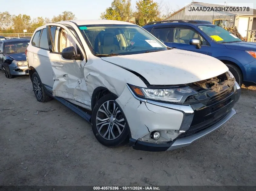 2017 Mitsubishi Outlander Es VIN: JA4AD2A33HZ065178 Lot: 40575396