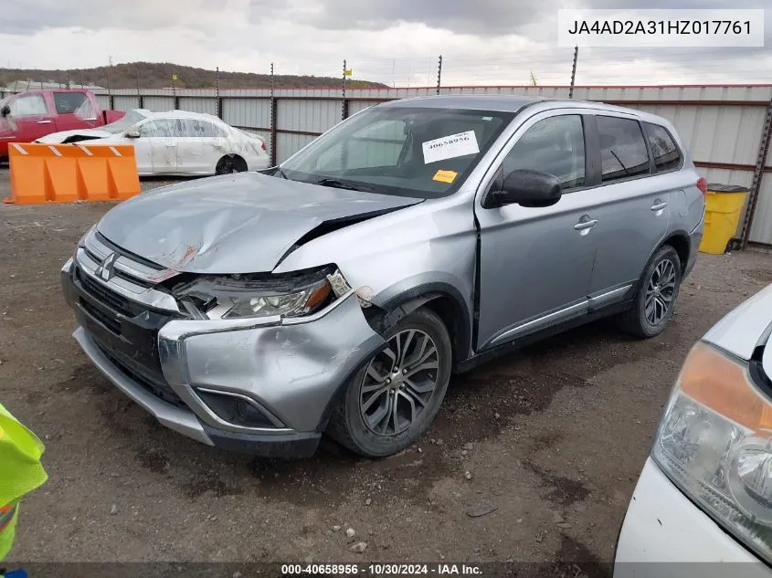 2017 Mitsubishi Outlander Es VIN: JA4AD2A31HZ017761 Lot: 40658956