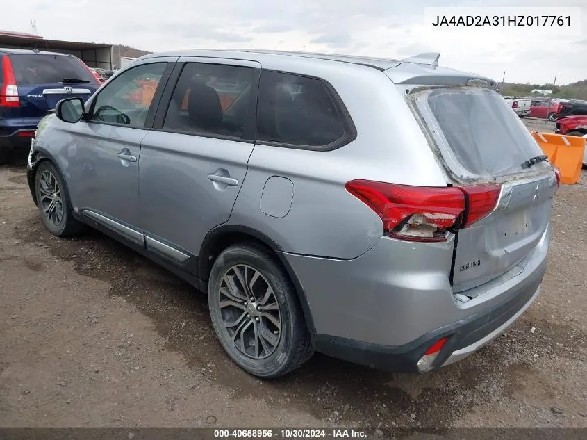 2017 Mitsubishi Outlander Es VIN: JA4AD2A31HZ017761 Lot: 40658956