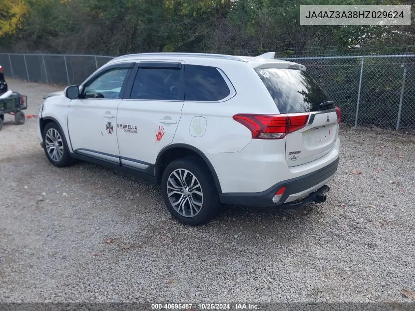 2017 Mitsubishi Outlander Sel VIN: JA4AZ3A38HZ029624 Lot: 40695487