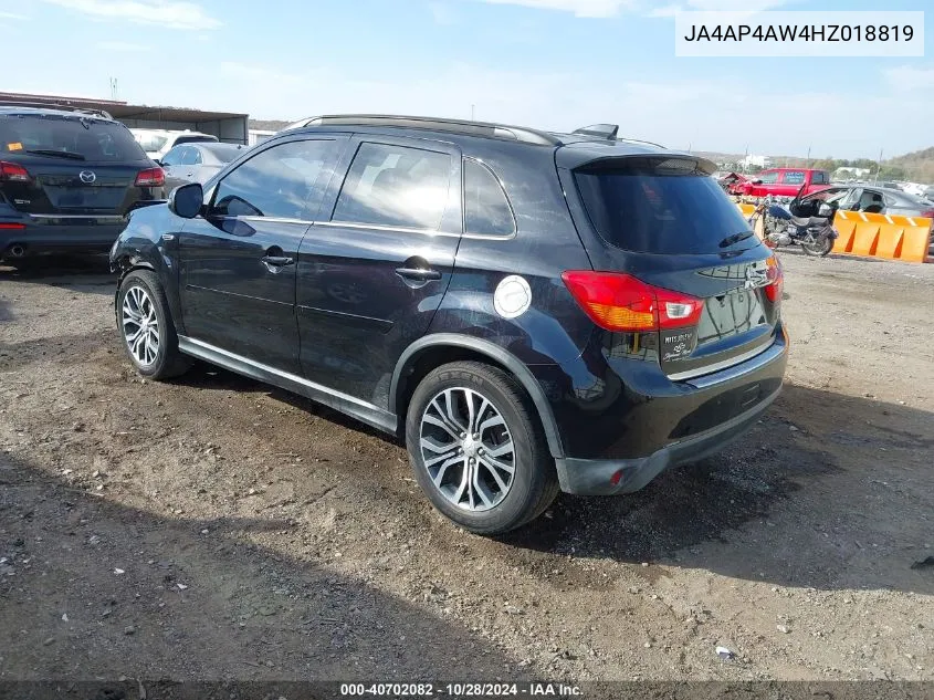 2017 Mitsubishi Outlander Sport 2.4 Sel VIN: JA4AP4AW4HZ018819 Lot: 40702082