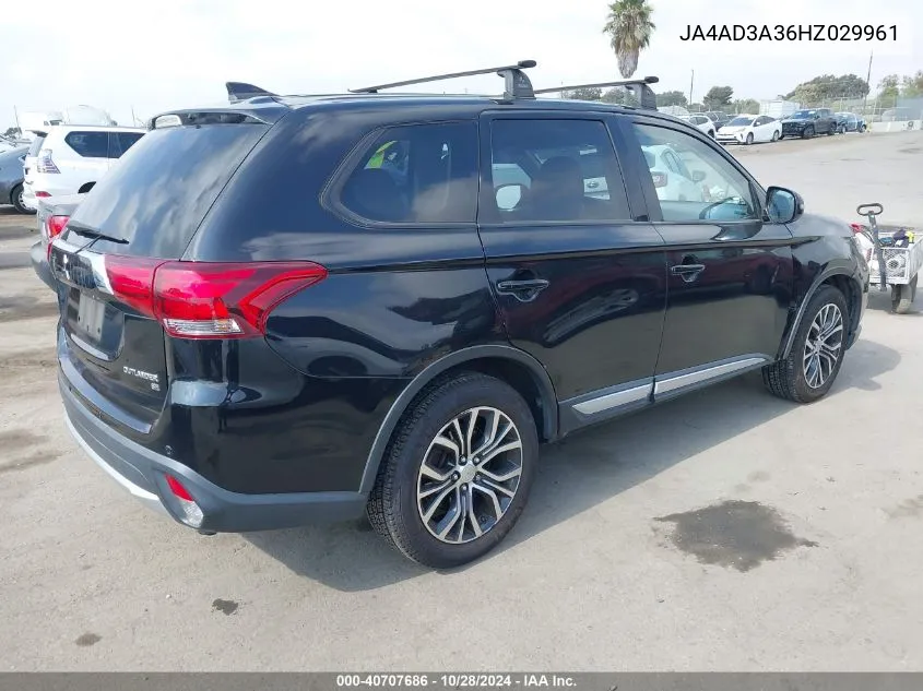 2017 Mitsubishi Outlander Se/Sel VIN: JA4AD3A36HZ029961 Lot: 40707686