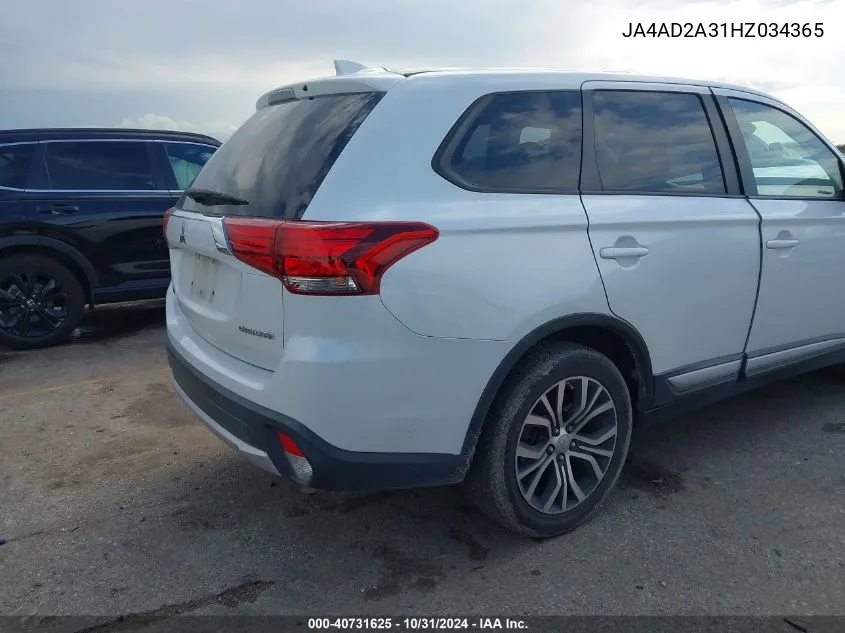 2017 Mitsubishi Outlander Es VIN: JA4AD2A31HZ034365 Lot: 40731625