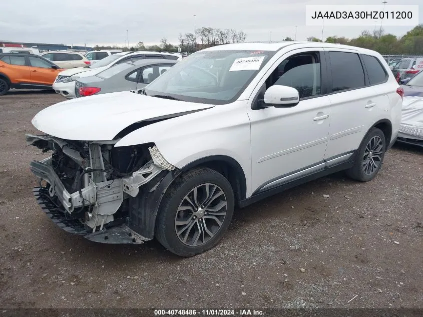 2017 Mitsubishi Outlander Se VIN: JA4AD3A30HZ011200 Lot: 40748486