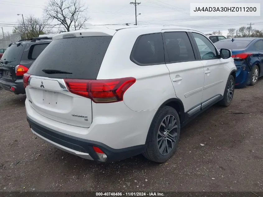 2017 Mitsubishi Outlander Se VIN: JA4AD3A30HZ011200 Lot: 40748486