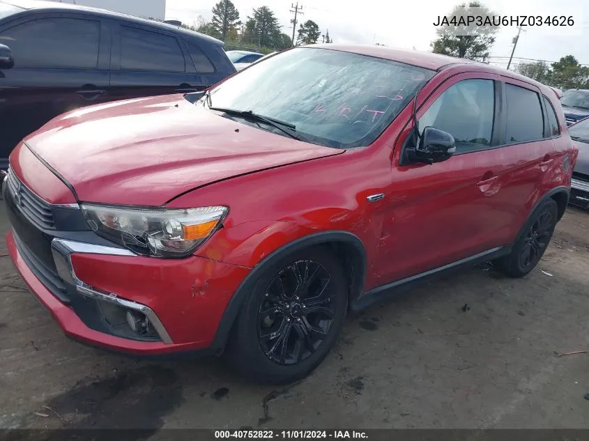 2017 Mitsubishi Outlander Sport 2.0 Le VIN: JA4AP3AU6HZ034626 Lot: 40752822