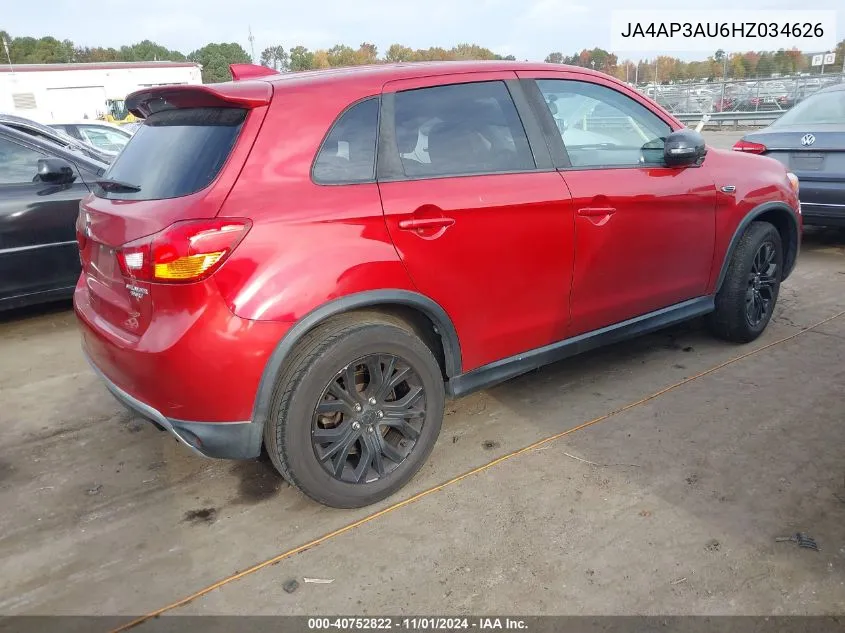 2017 Mitsubishi Outlander Sport 2.0 Le VIN: JA4AP3AU6HZ034626 Lot: 40752822