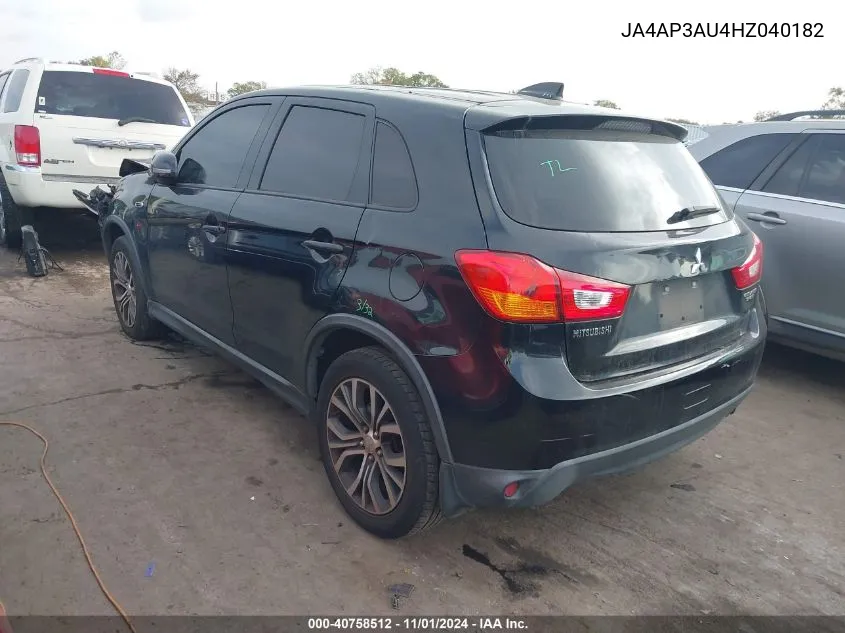 2017 Mitsubishi Outlander Sport 2.0 Es/2.0 Le VIN: JA4AP3AU4HZ040182 Lot: 40758512