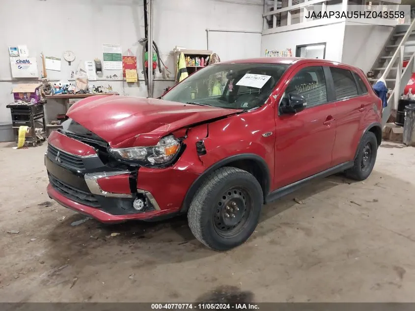 2017 Mitsubishi Outlander Sport 2.0 Es/2.0 Le VIN: JA4AP3AU5HZ043558 Lot: 40770774