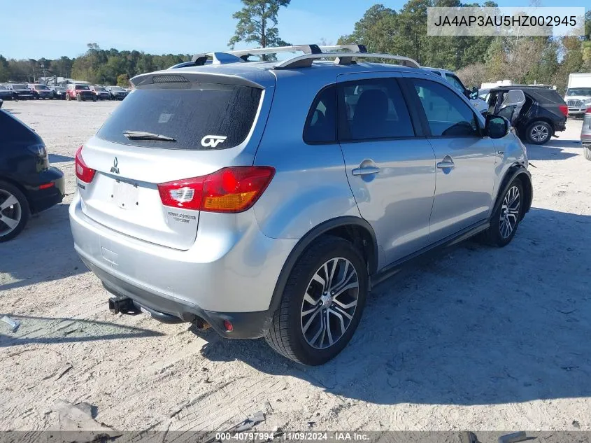 2017 Mitsubishi Outlander Sport 2.0 Es VIN: JA4AP3AU5HZ002945 Lot: 40797994