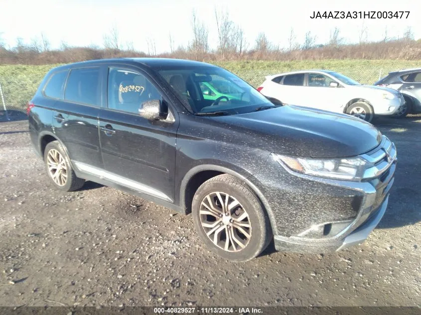 2017 Mitsubishi Outlander Se VIN: JA4AZ3A31HZ003477 Lot: 40829527